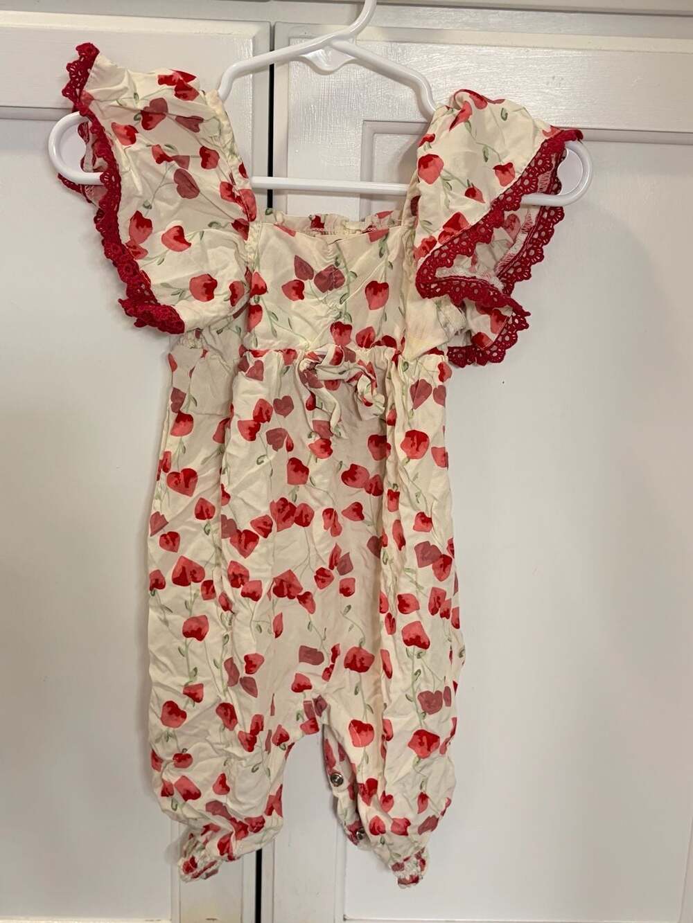 Jessica Simpson Baby Girls Floral Flutter Sleeve Romper 3/6